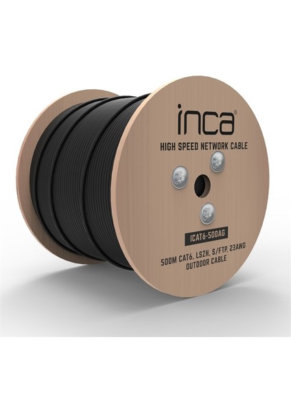 Inca ICAT6-500AG Outdoor S/ftp 23 Awg Lszh Network Cable 500 M Siyah fiyatları