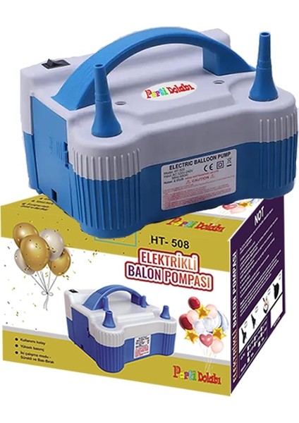 Dolabı HT508 Çift Hava Çıkışlı 2 Düğmeli Balon Şişirme Makinası, Elektrikli Balon Pompası 700W 1.3kg