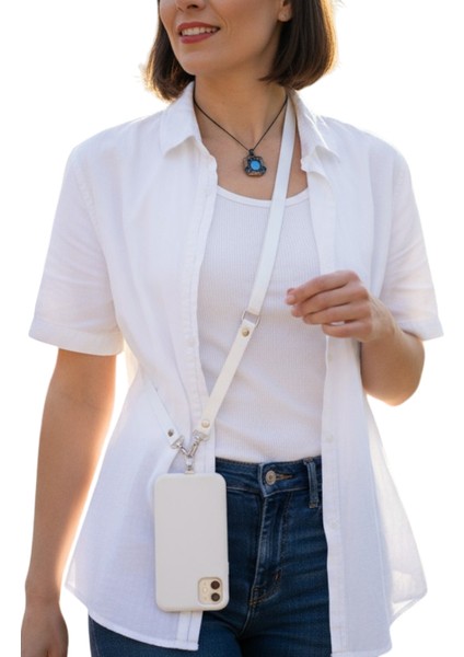 Telefon ve Çanta Için Taşıma Kayışı Beyaz Crossbody (Ayarlanabilir) Tüm Kılıflara Uyumlu fırsatları