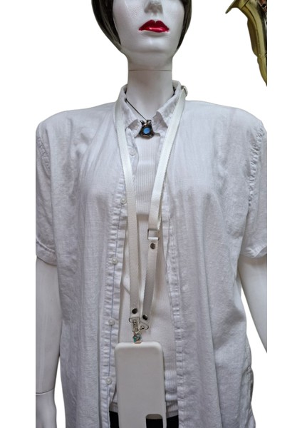 Telefon ve Çanta Için Taşıma Kayışı Beyaz Crossbody (Ayarlanabilir) Tüm Kılıflara Uyumlu