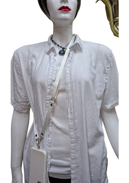 Telefon ve Çanta Için Taşıma Kayışı Beyaz Crossbody (Ayarlanabilir) Tüm Kılıflara Uyumlu