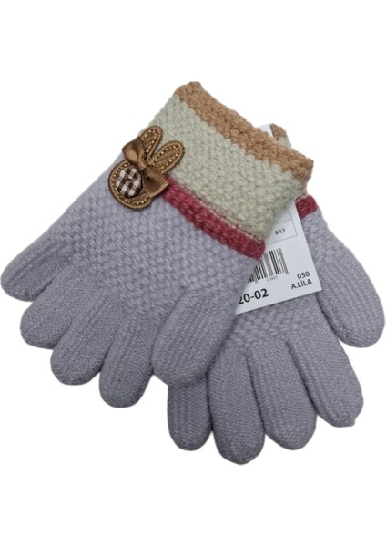 Spteks Kitti 3-6 Yaş Kız Çocuk Anaokulu Lila Renk Tavşan Fiyonk Figürlü Kışlık Örme Eldiven modelleri