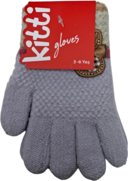 Spteks Kitti 3-6 Yaş Kız Çocuk Anaokulu Lila Renk Tavşan Fiyonk Figürlü Kışlık Örme Eldiven fırsatları