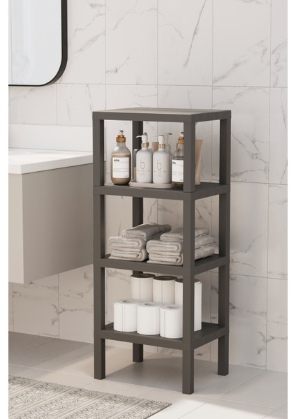 4 Katlı Düzenleyici Plastik Raf Ünitesi, Kitaplık, Banyo, Mutfak Rafı, Ayakkabılık - Gri fiyatları