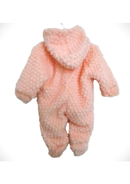 My Baby Kumsal Ayıcık Kelebek ve Petek Desenli Kapişonlu Polar Bebe Tulumu Dandini