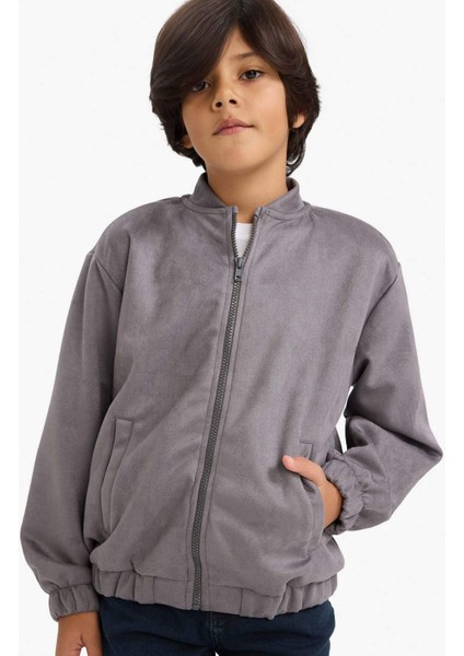 Erkek Çocuk Kolej Yaka Fermuarlı Bomber Ceket G3873A825WN