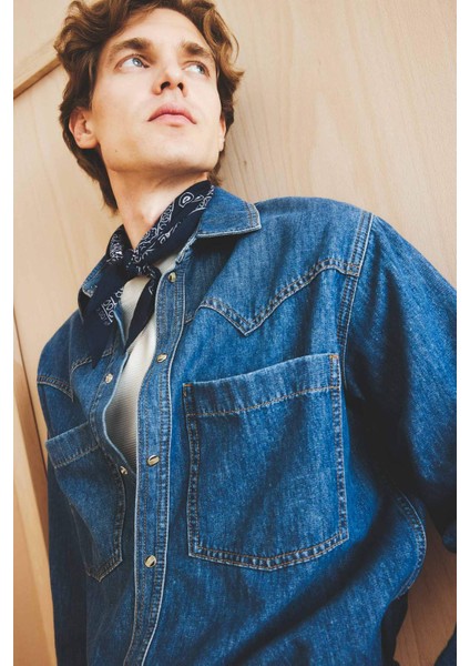 Relax Fit Jean Uzun Kollu Gömlek G4314AX25AU fırsatları