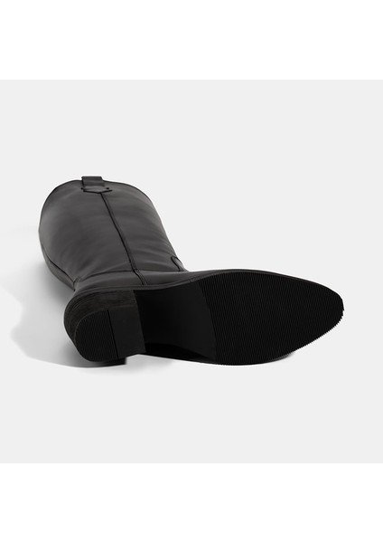 Kadın Siyah Kalın Topuklu Deri Çizme indirimleri