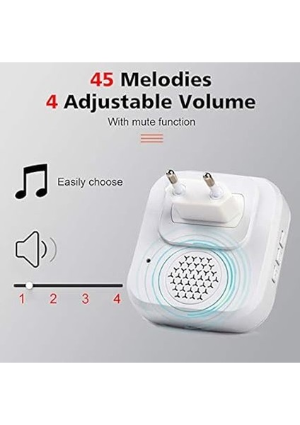 Kinetik 300 Metre Su Geçirmez Dereceli 110DB LED Kapı Zili Beyaz modelleri