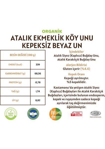 Atalık Ekmeklik Köy Unu - Kepeksiz Beyaz Un - 5 Kilo modelleri