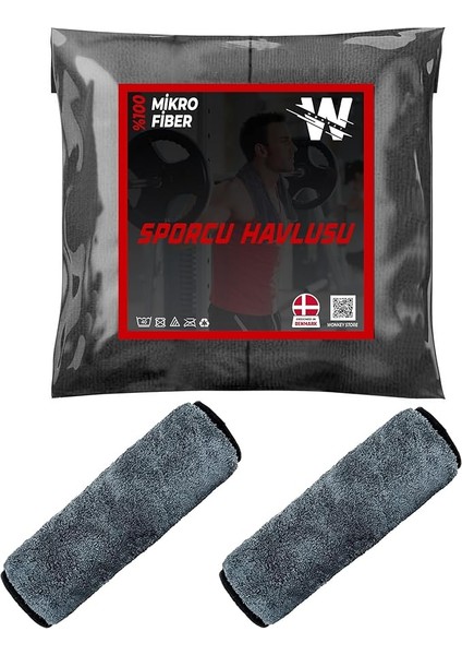 Sporcu Fitness Antreman Havlusu 30X100 Cm, Ultra Hafif ve Hızlı Kuruyan Mikrofiber Spor Havlu, Gym Boks Pilates Tenis Havlusu (2 Adet 30X100, Gri)
