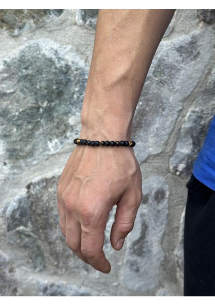 Erkek Kaplangözü ve Oniks Doğal Taşlı 20+2cm Ayarlanabilir Çelik Bileklik fiyatları