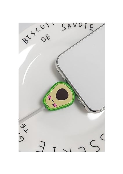 Şarj Kablosu Kablo Ucu Koruyucu Figürlü Iphone Typec Mikro Kablo Koruyucu Koruma, Yeşil Avokado fiyatları