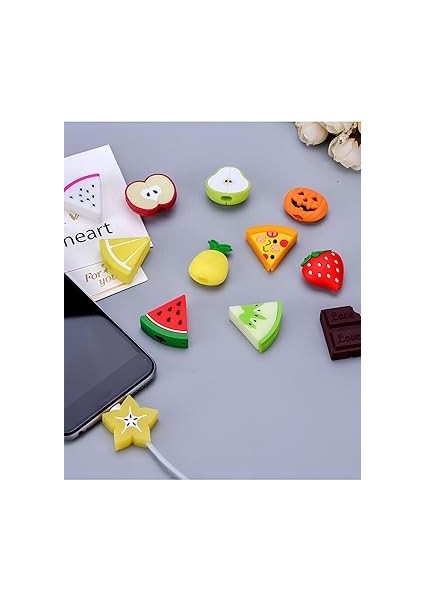 Şarj Kablosu Kablo Ucu Koruyucu Figürlü Iphone Typec Mikro Kablo Koruyucu Koruma, Yeşil Avokado fırsatları