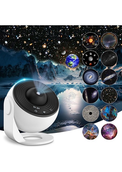 Galaxy Projektor Yıldızlı Gökyüzü Gece Lambası 12 Film Diskli Galaksi Işık Projektörü fiyatları
