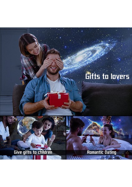 Galaxy Projektor Yıldızlı Gökyüzü Gece Lambası 12 Film Diskli Galaksi Işık Projektörü