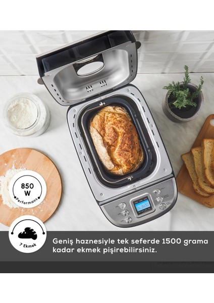 45 Farklı Tarif Kitabı ile 15 Programlı Zaman Ayarlı Inox Paslanmaz Gövdeli Tam Otomatik Ekmek & Reçel Yapma , Hamur Yoğurma Makinesi + Hassas Mutfak Tartısı