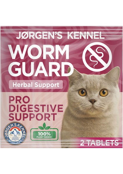Kedi için %100 İç Bitkisel Parazit Tableti ve Hapı 2 Tablet| Bağırsak Sağlığı & Sindirim Desteği