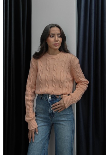 Somon Saç Örgülü Triko Kazak fiyatları