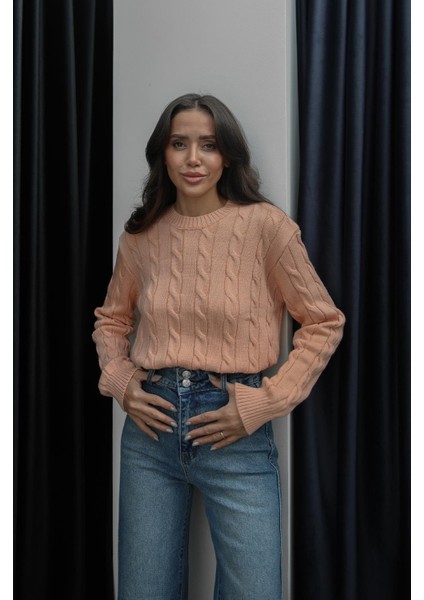 Somon Saç Örgülü Triko Kazak modelleri