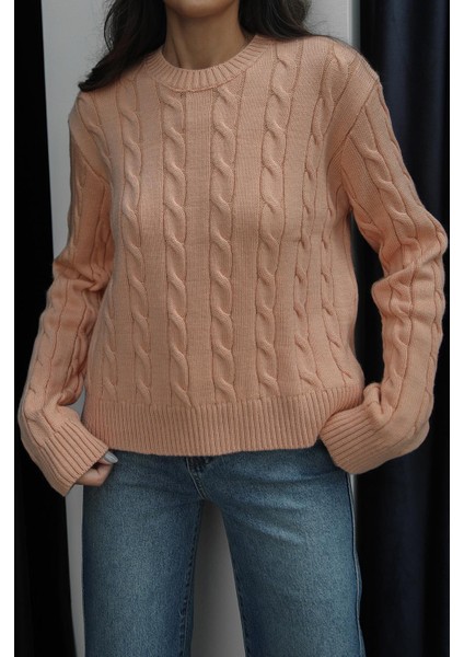 Somon Saç Örgülü Triko Kazak fırsatları