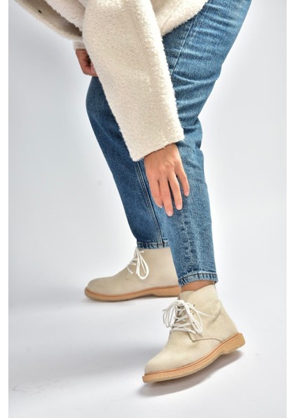 R374923202 Bej Süet Alçak Taban Klasik Kadın Bot fiyatları