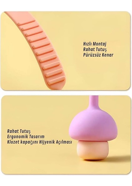 Klozet Kapağı Hijyen Aparatı, Klozet Kapak Tutacağı - 2 Adet Pembe indirimleri