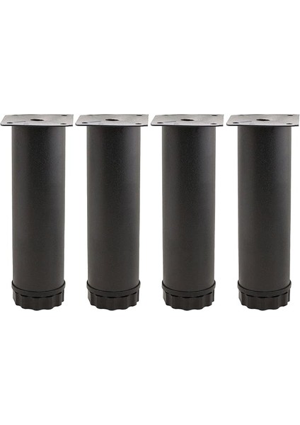 4 Adet Mobilya Kanepe Baza Koltuk Metal Destek Ayağı Ayarlanabilir 15 cm Siyah Metal Yükseltici Ayak