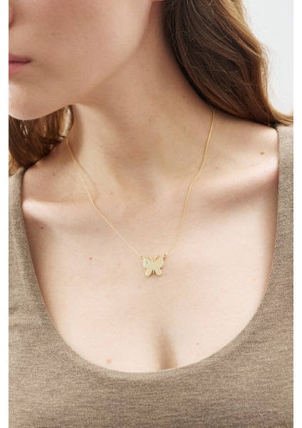 Kelebek Uçlu Kolye Gold