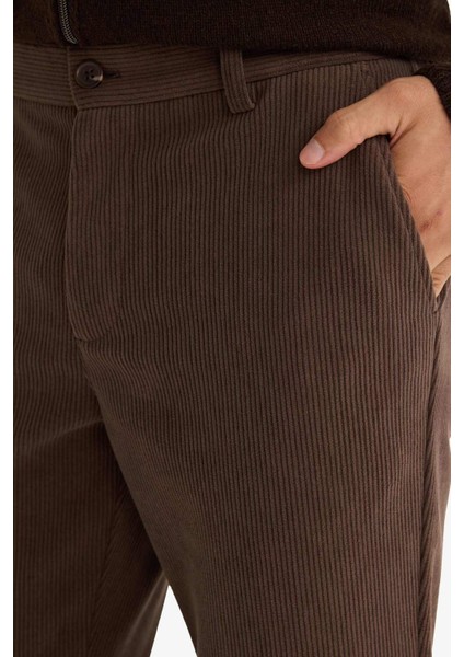Tailored Regular Fit Düz Paça Fitilli Kadife Pantolon F0462AX25WN