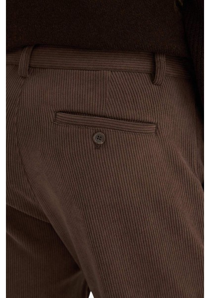 Tailored Regular Fit Düz Paça Fitilli Kadife Pantolon F0462AX25WN