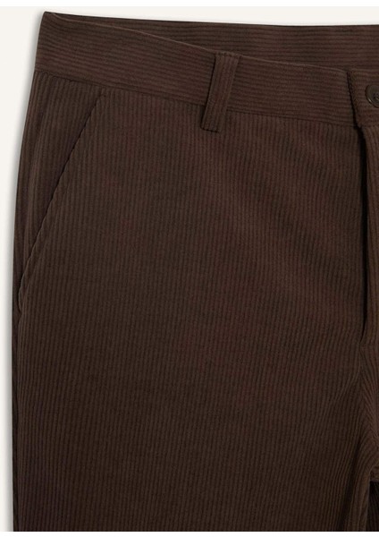 Tailored Regular Fit Düz Paça Fitilli Kadife Pantolon F0462AX25WN