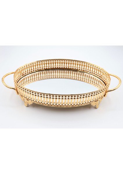 Metal Aynalı Oval Tepsi (28*20)