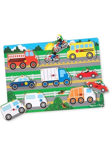 & Doug - Ahşap Tutmalı Yapboz, Araçlar Yeni (19051)