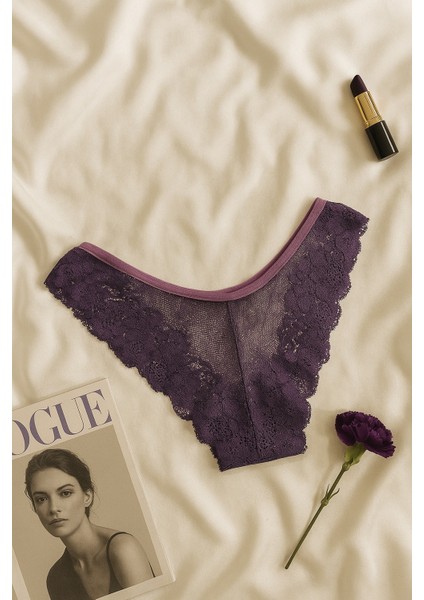 Mor Dantel Detaylı Push Up Sütyen Takımı modelleri