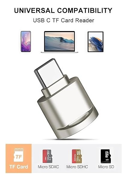 & Lightning Micro Sd Kart Okuyucu – Dönüştürücülü Otg Kart Okuyucu,tf Hafıza Kartı Okuyucu, Macbook, Samsung, Laptop, Android Uyumlu Metal Mini Kart Okuyucu | Evınto (Type-C) fiyatları