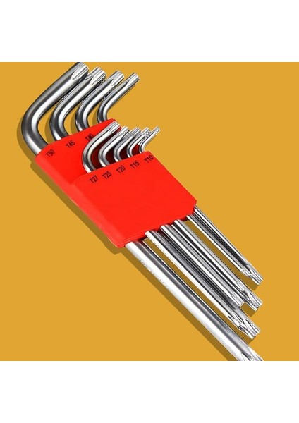 Uzun Boy Tork Alyan Takımı - 9 Parça T-Alyan Anahtar Takımı - Torx Allen Set