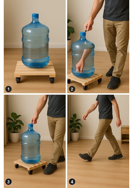 Ahşap Tekerlekli Damacana Saksı Altlığı modelleri