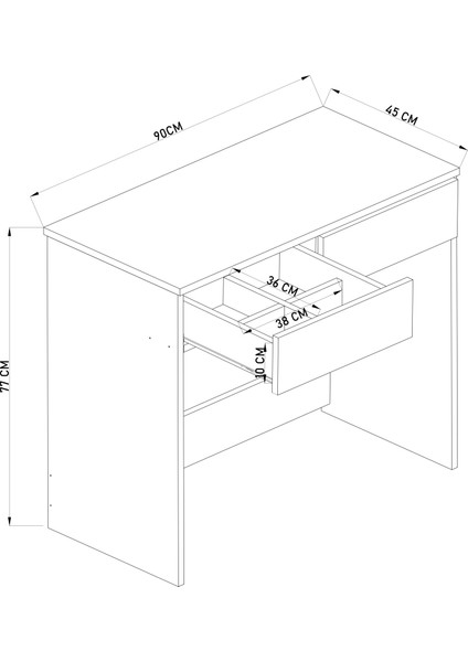 DF02107AC İki Çekmeceli Makyaj Masası Atlantik Çam indirimleri