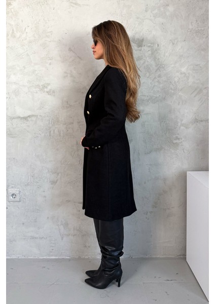 Kadın Metal Düğmeli Kruvaze Kaşe Kaban 99671 fiyatları