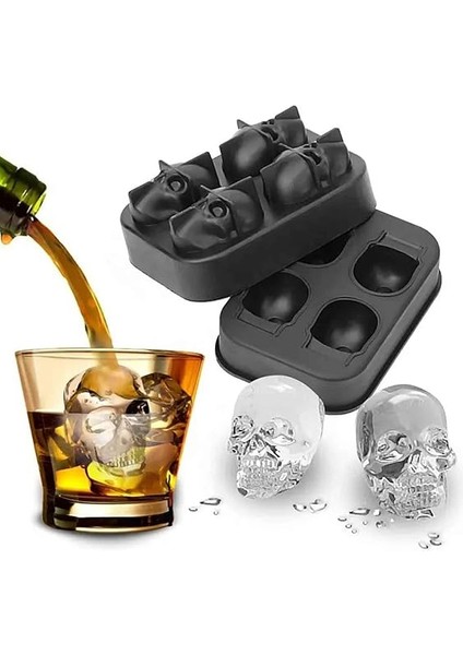 Chef Eysigo Kurukafa Buz Kalıbı, Silikon, 4 Bölümlü, Siyah indirimleri