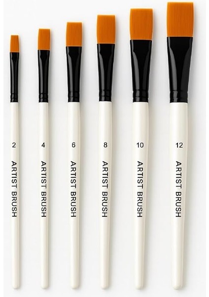 Resim Fırça Seti Akrilik Suluboya Yağlıboya Düz Uçlu 6 Parça fırsatları