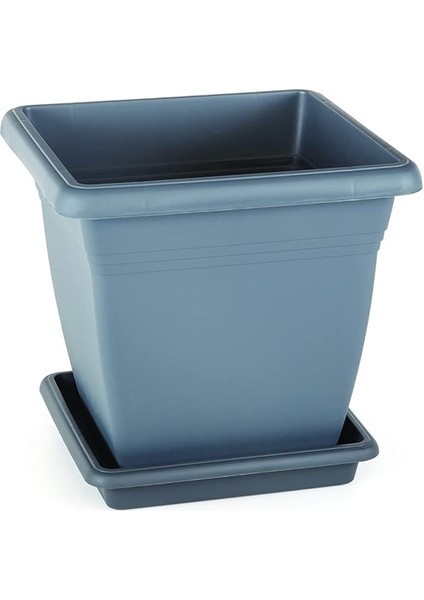 VK03 Villa Kare Saksı No:3 Tabaklı 32 Cm, 17 Litre Antrasit