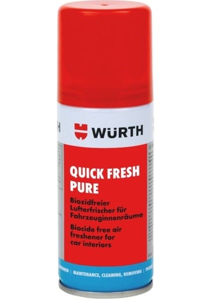 Würth Araç Içi Tazeleme Spreyi 100 ml Quick Fresh Pure Biyosit Içermeyen Koku Bombası