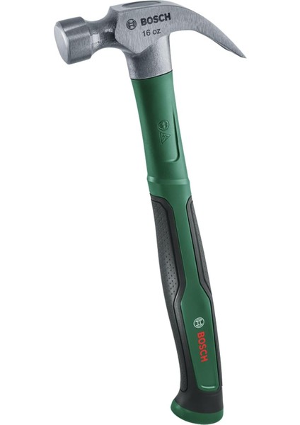 Tırnaklı Çekiç 450 G (Ekstra Büyük Darbe Yüzeyi; Sağlam Karbon Çelik; V Şeklinde Pençe; Cam Elyaf Çekirdekli Rahat Yumuşak Sap; Düşük Titreşim)