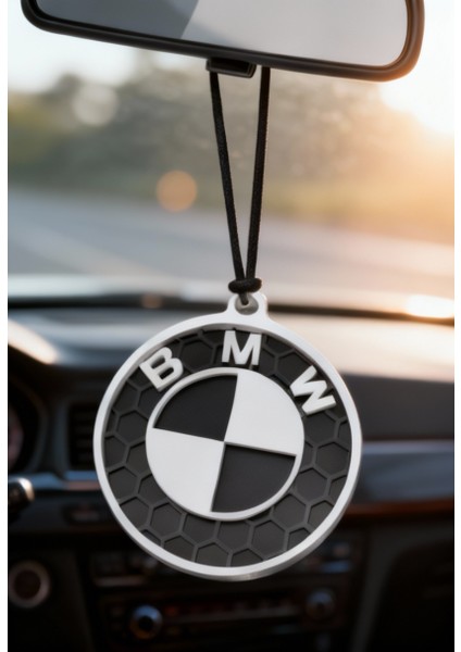 Kişiye Özel Siyah Beyaz Bmw Logolu Dikiz Aynası Süsü - 5cm