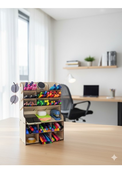 Linea 15 Gözlü Masaüstü Ahşap Organizer Kalemlik- Takı Makyaj Çok Amaçlı Organizer-Hediyelik fiyatları