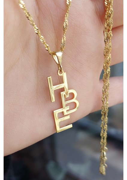 925 Ayar Gümüş 24 Ayar Altın Kaplama Harf Kolye