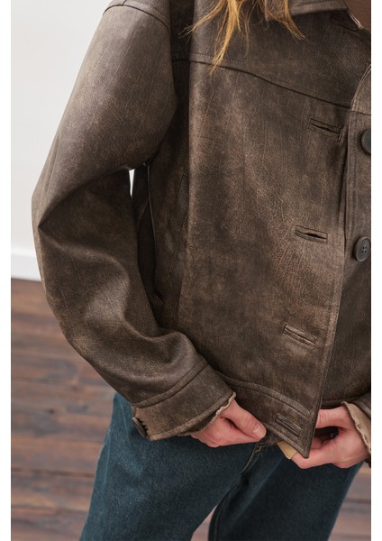 Eskitme Deri Ceket Vıntage indirimleri