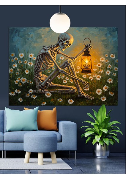 Iskelet ve Işık Dekoratif Kanvas - Mdf Ahşap Tablo fiyatları